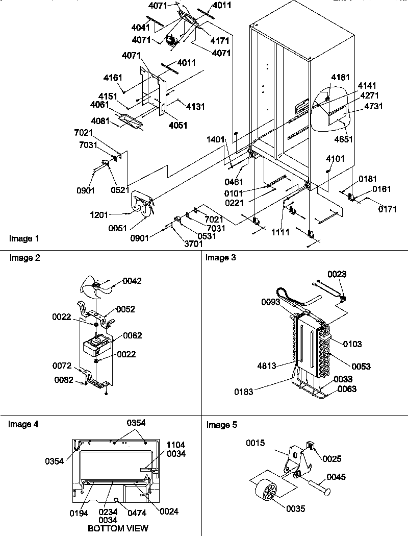Drain system, rollers, and evaporator assy
