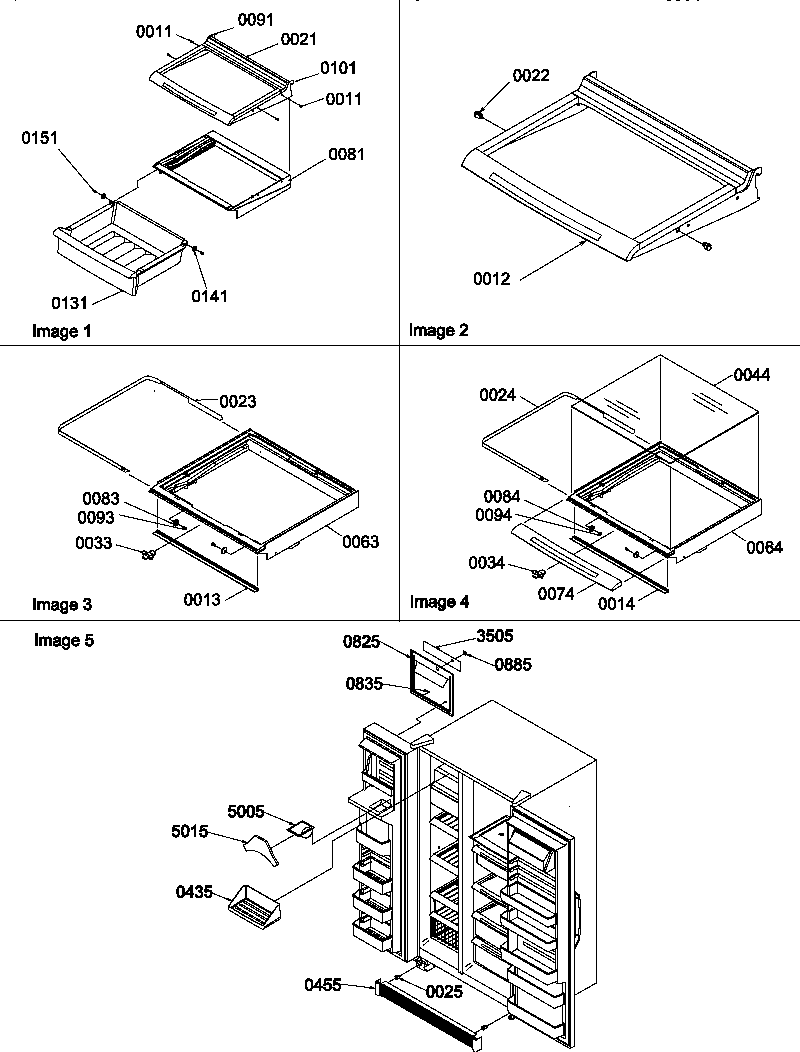 Crisper & deli assemblies & toe grill
