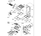 Amana TGI21VL-P1310901WL interior cabinet and drain block assembly diagram
