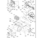Amana GUX115X50B/P1213006F blower assembly and drain tubes diagram
