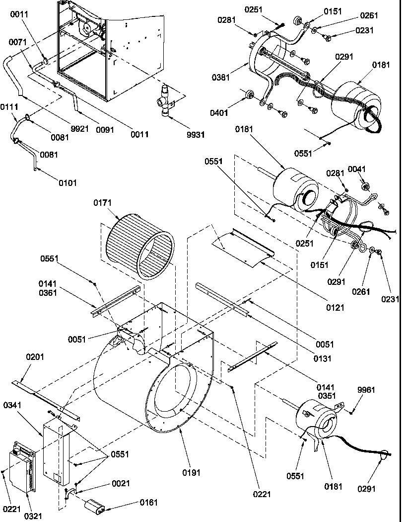 Blower assembly and drain tubes