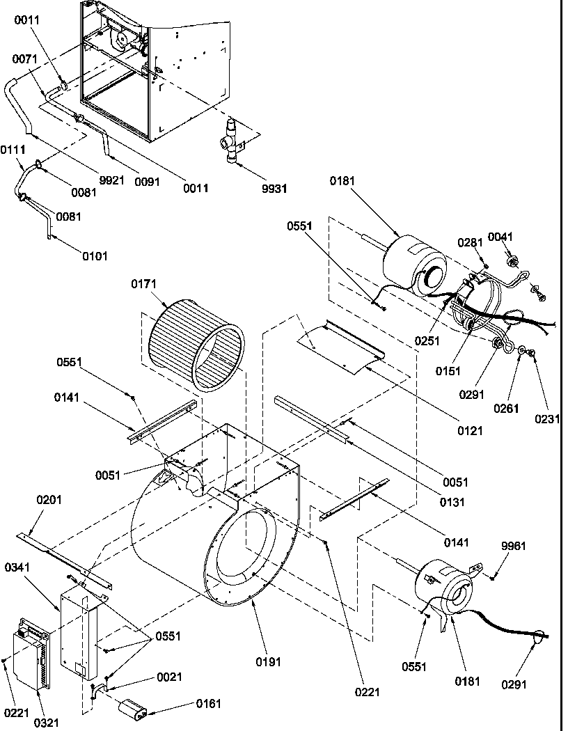 Blower assembly and drain tubes