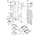 Amana SQD25TW-P1190427WW refrigerator/freezer shelves, lights, and hinges diagram