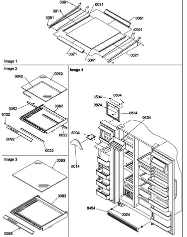 Shelving, crisper assemblies and toe grille