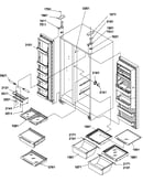 Refrigerator/freezer shelves, lights, and hinges