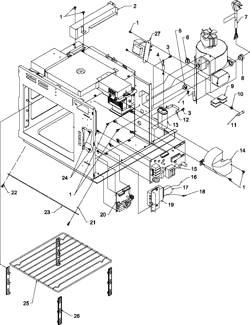 Circuit board/high voltage & oven rack