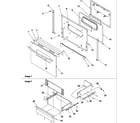 Amana ART6110E-P1143453NE oven door and storage drawer diagram