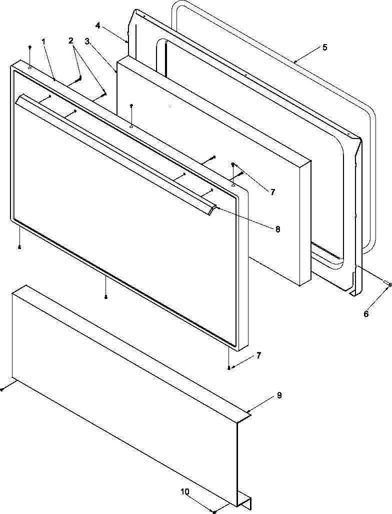 Oven door and decorative panel