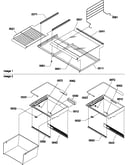 Freezer shelf/deli/crisper assemblies