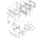 Amana ZRRS6550WW/P1130652NWW oven door and storage drawer diagram