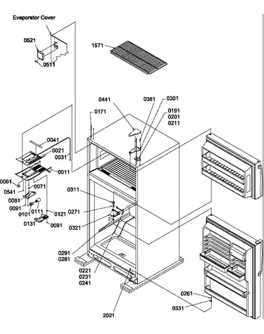 Door hinges and freezer shelf