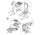 Amana TH21V2L-P1315901WL interior cabinet/drain block and control assembly diagram