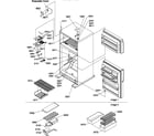 Amana TR21V2L-P1316001WL door hinges and freezer shelf diagram