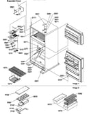 Door hinges and freezer shelf