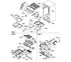 Amana TR21V2W-P1316001WW interior cabinet/drain block and control assembly diagram