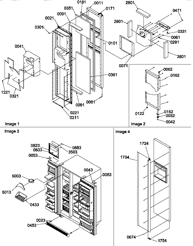 Freezer door and toe grille