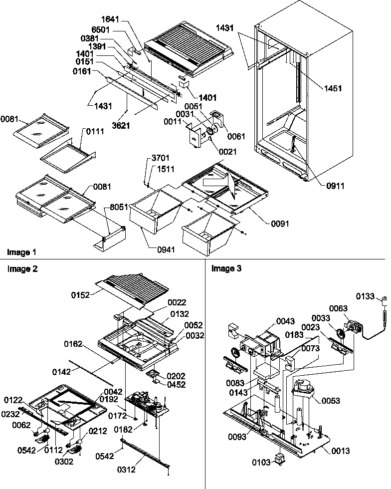 Interior cabinet/drain/block and control assembly