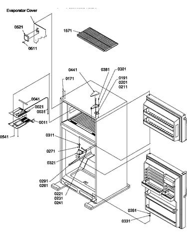 Door hinges and freezer shelf