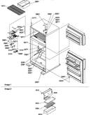 Door hinges and freezer shelf and accessories