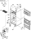 Door hinges and freezer shelf