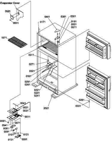 Door hinges and freezer shelf