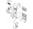 Amana TZI22V2E-P1319101WE door hinges/freezer shelf & accessories diagram