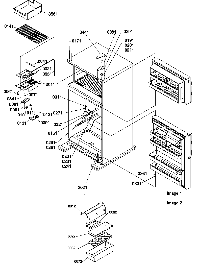 Door hinges/freezer shelf & accessories