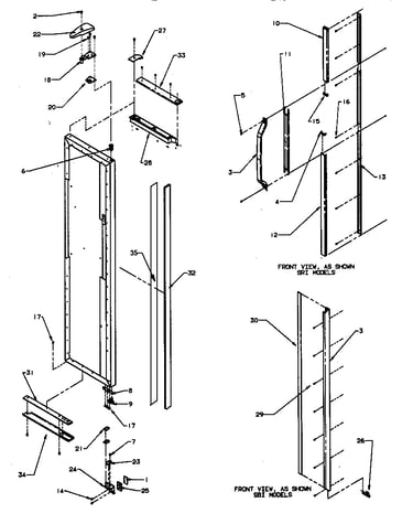 Freezer door hinge and trim parts
