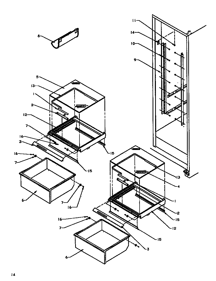 Refrigerator shelving/drawers