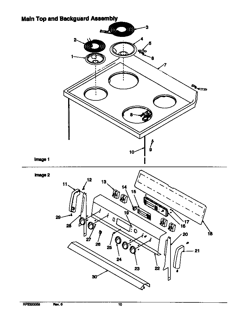 Main top and backguard assembly