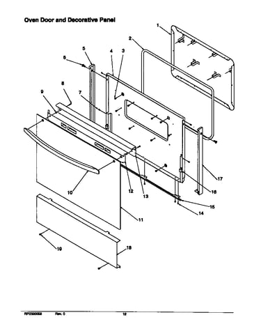 Oven door and decorative panel
