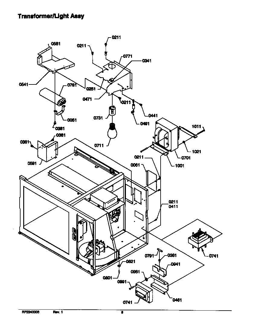 Transformer/light assy