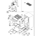 Amana HT600W-P1319401WW interior cabinet and drain block assembly diagram