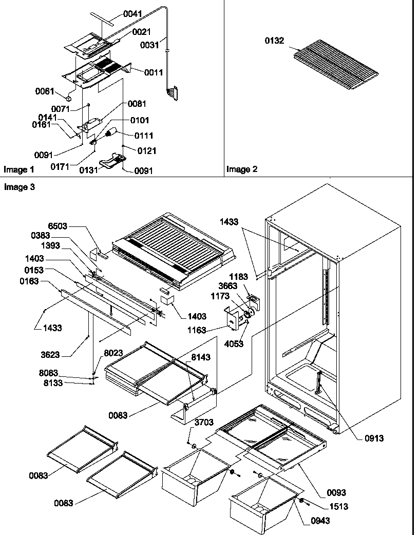 Interior cabinet and drain block assembly