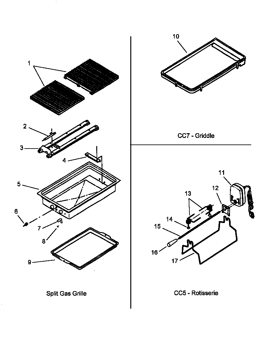 Module - grille, griddle cc7, and rotisserie cc5