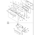 Amana ARG7102L-P1143338NL oven door and storage drawer diagram