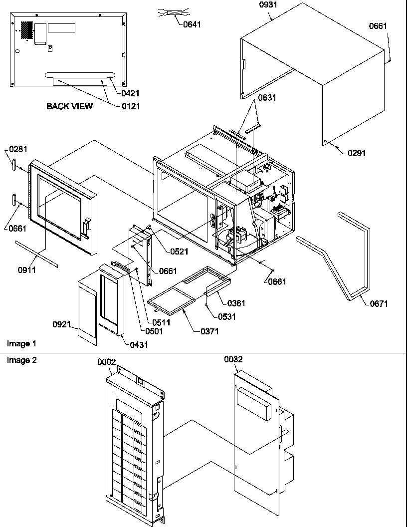 Outer cabinet/door/control panel/timer assy
