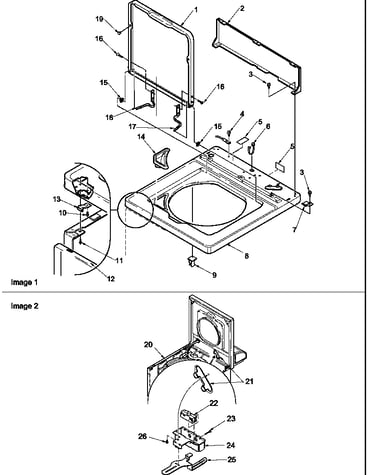 Cabinet top, loading door, and door switch