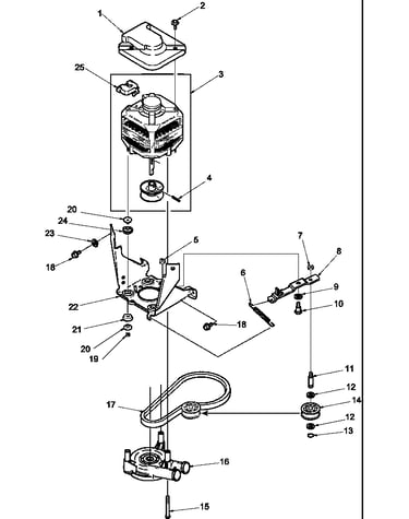 Motor, belt, pump, and idler assy
