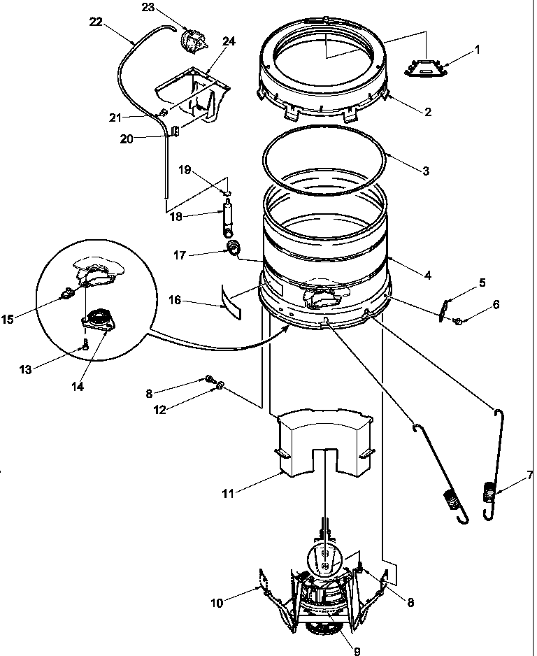 OUTER TUB, COVER, PRESSURE TUBE, AND COUNTERWEIGHT