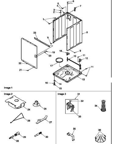 Front panel, base and cabinet, and special tools