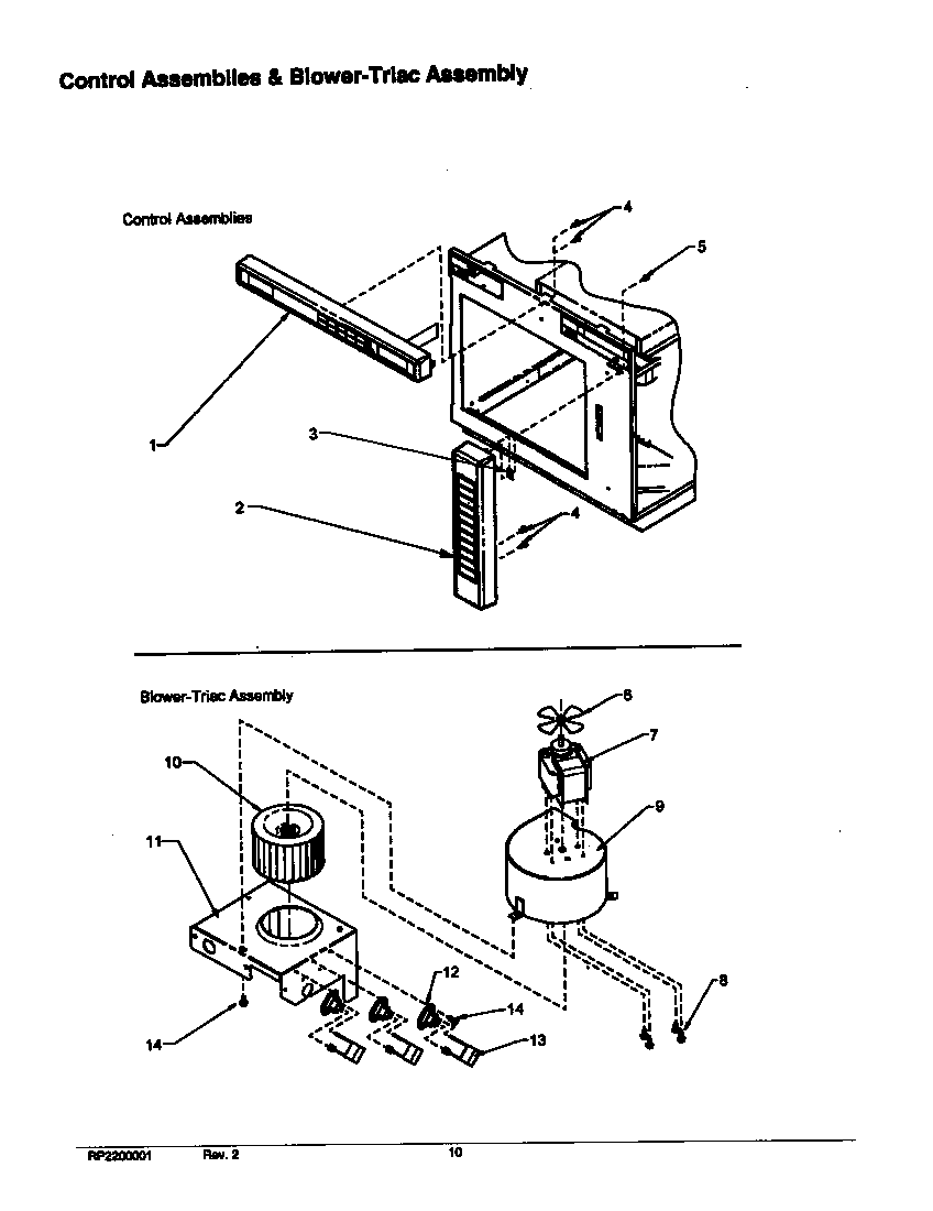 Control assemblies & blower-triac assembly