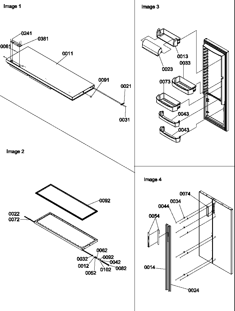 Refrigerator door, door trim and handles