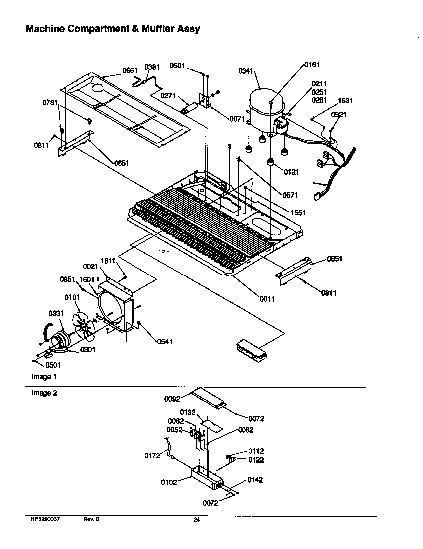 Machine compartment & muffler assy