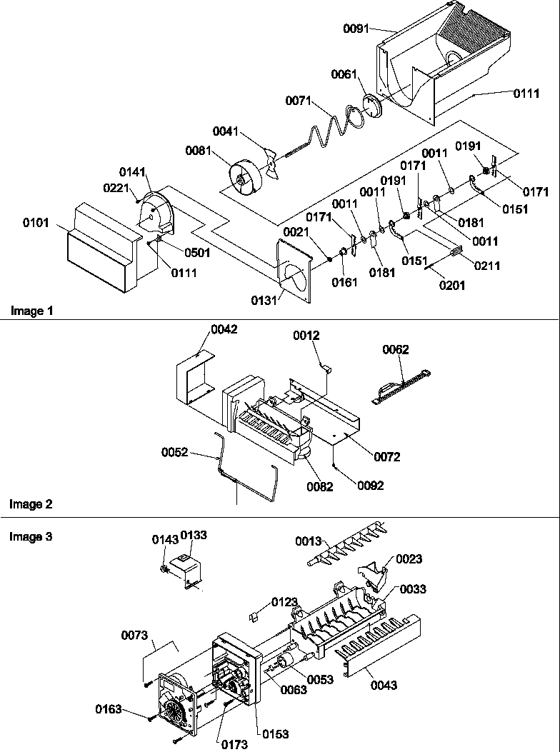 Ice bucket auger and ice maker parts