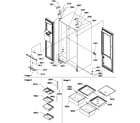 Amana SRD528VW-P1320402WW refrigerator/freezer lights and hinges diagram