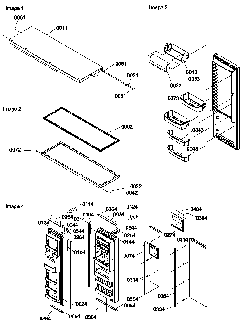 Refrigerator door, door trim and handles