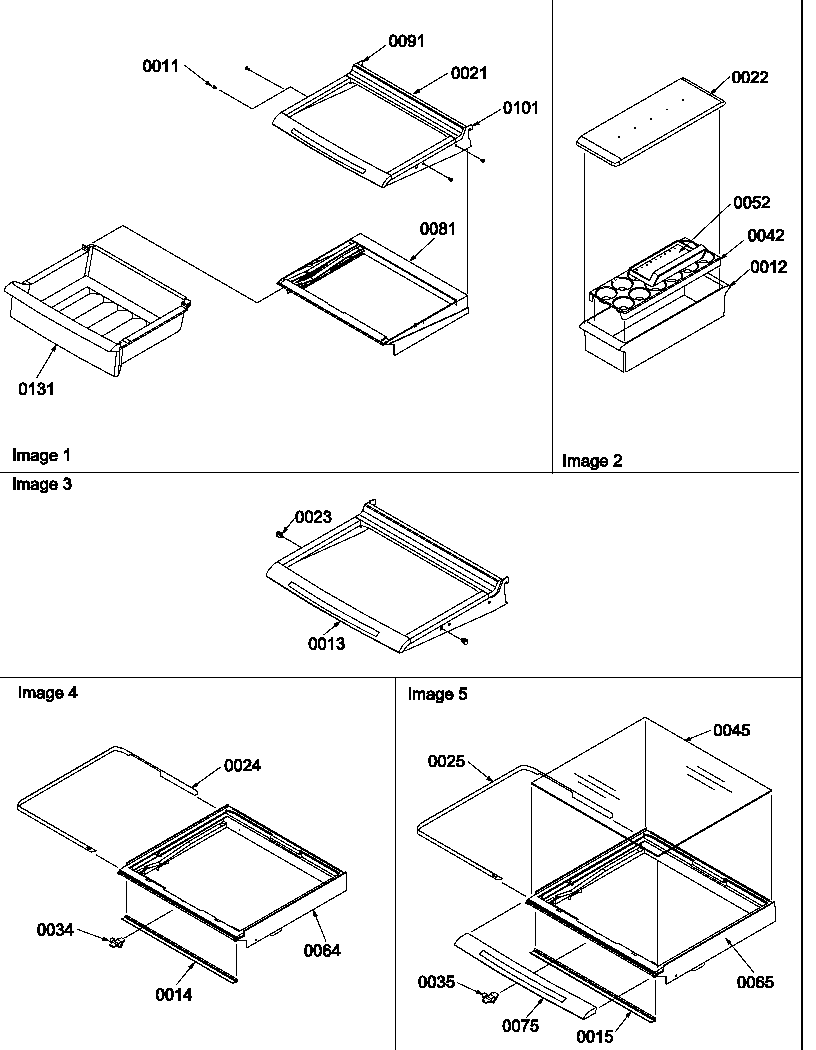 Deli, shelves, crisper assemblies and accessories