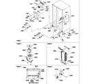Amana SX522VW-P1320501WW drain systems, rollers, and evaporator assy diagram