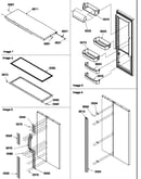 Refrigerator door, door trim and handles